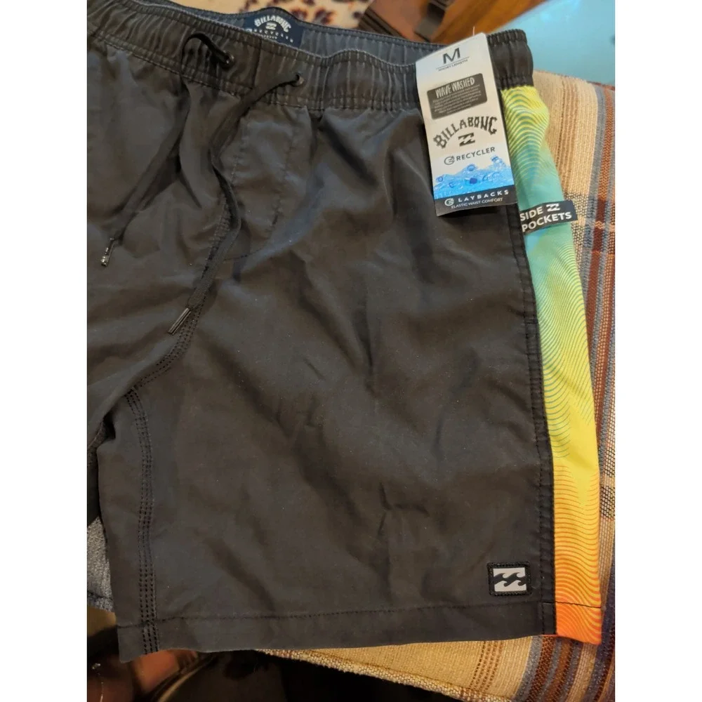 New NWT Billabong Recycler Layback Floral Swim Shorts Mens M Wave Washed Unlined